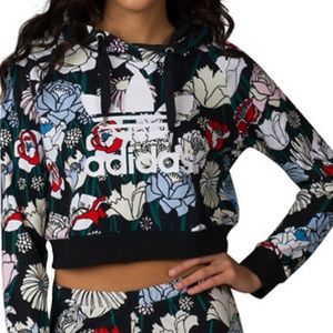 Adidas Originals Floral cropped hoodie size xs